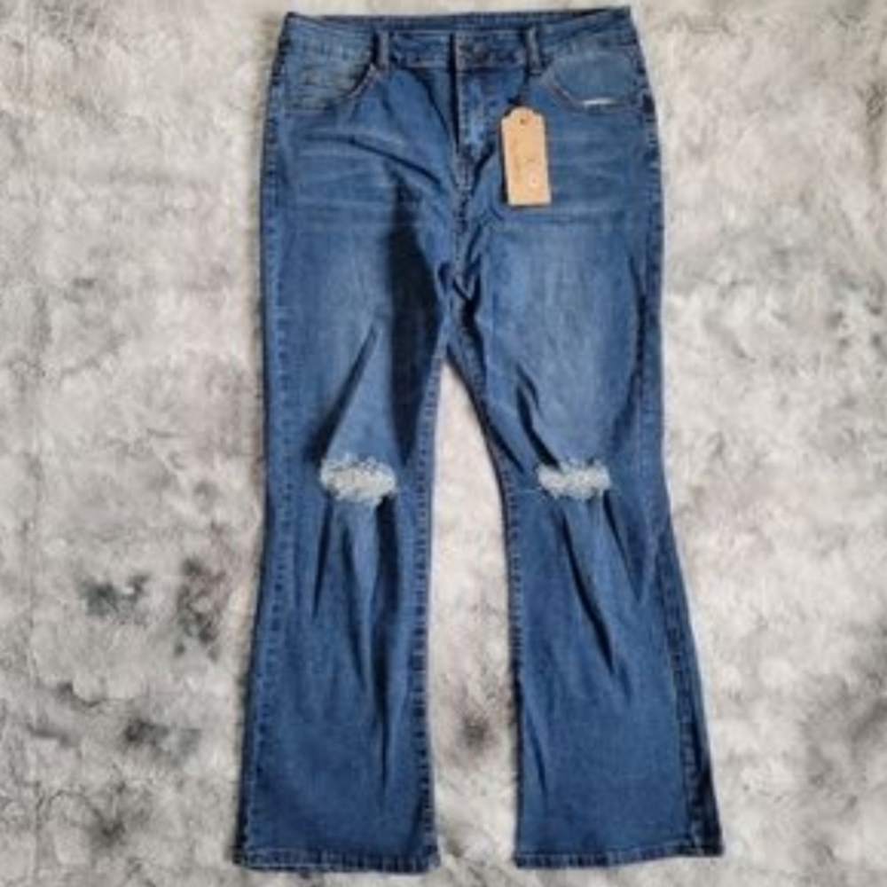 ❤️B2G1 🆕️Allabreve Drazup Destroyed Flare Women's Jeans 34